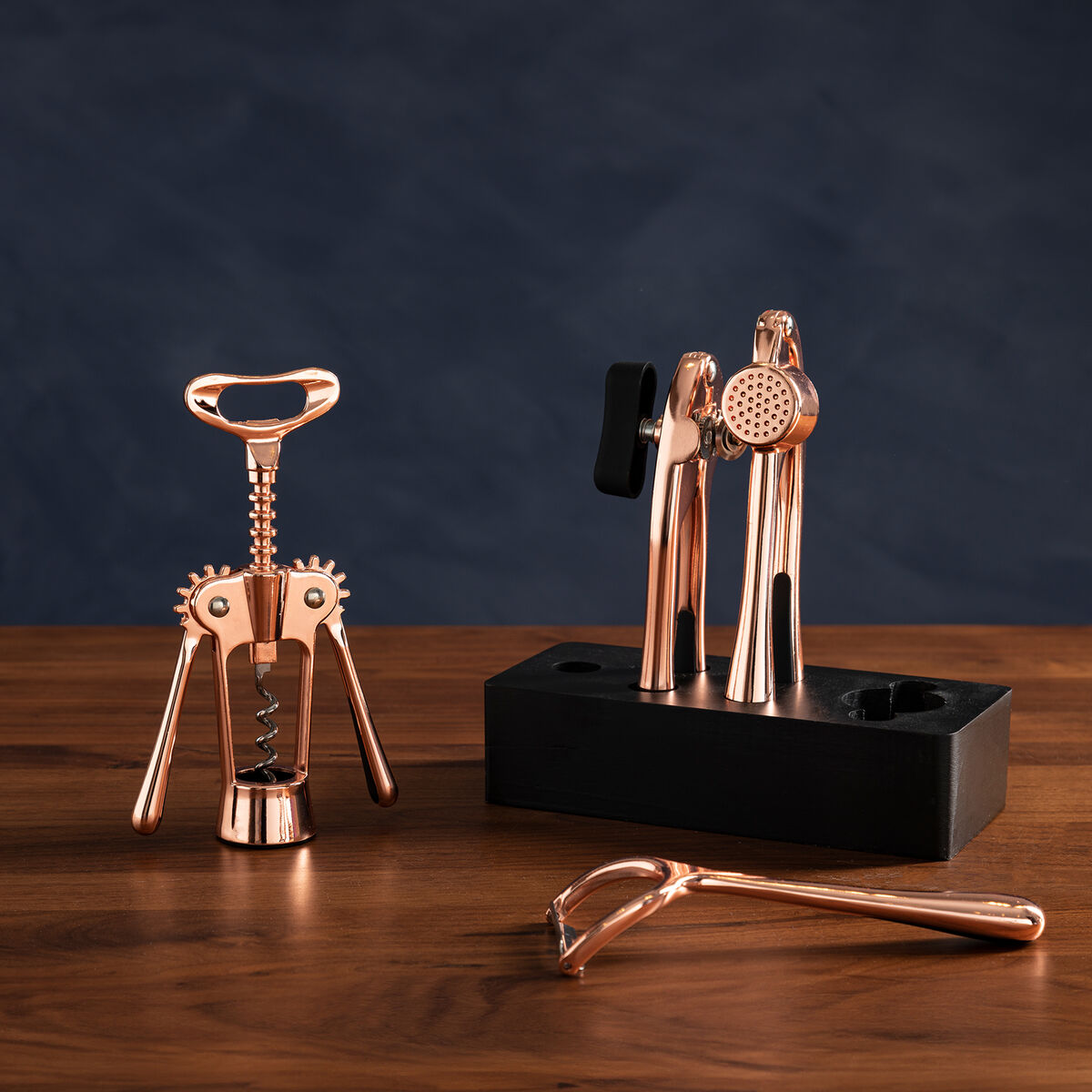 Orsina Paragon 5 Piece Rose Gold Kitchen Gadget Set with Storage Block