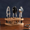 Orsina 7-Piece Chrome Kitchen Gadget Set with Natural Wood Accents