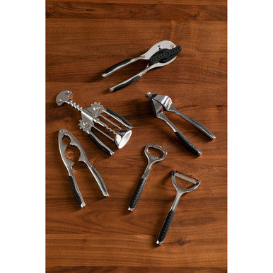 Orsina 7-Piece Chrome Kitchen Gadget Set with Natural Wood Accents