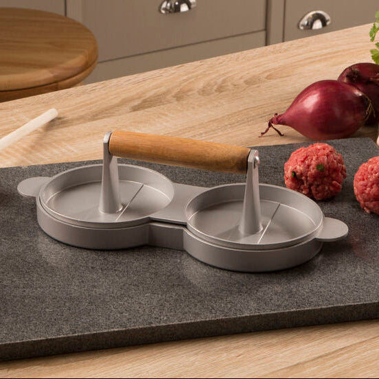 Orsina Non-Stick Double Burger Press with Wooden Handle – Patty Maker