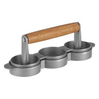 Orsina Triple Mini Burger Press – Non-Stick Slider Maker with Wood Handle