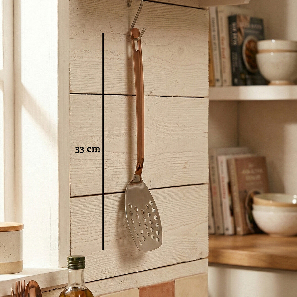 Orsina Freya Slotted Turner – Stainless Steel with Copper Handle