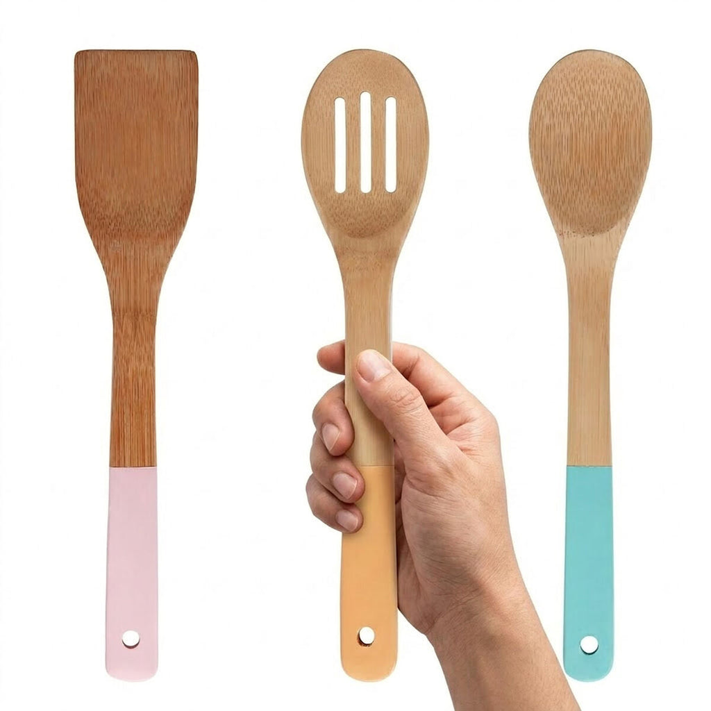 Orsina Aleki 3-Piece Bamboo Kitchen Utensil Set – Natural Wood Finish