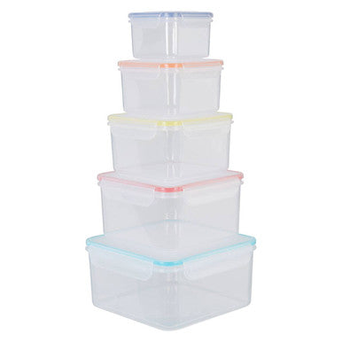 Orsina Herrela 5-Piece Square Food Containers with Airtight Lids