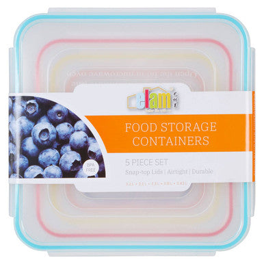Orsina Herrela 5-Piece Square Food Containers with Airtight Lids