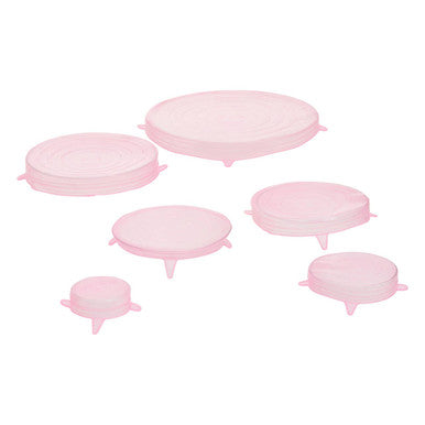 Orsina Pink Silicone Stretch Lids – Set of 6 Reusable Food Covers