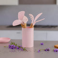 Orsina Zing 7-Piece Kitchen Utensil Set with Wood Handles – Pastel Pink