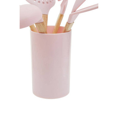 Orsina Zing 7-Piece Kitchen Utensil Set with Wood Handles – Pastel Pink