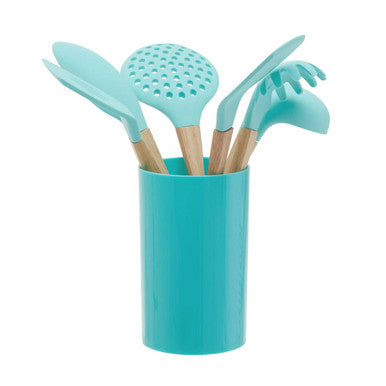 Orsina Zing 7-Piece Kitchen Utensil Set with Holder – Pastel Green