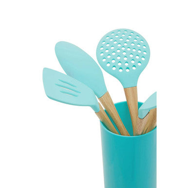 Orsina Zing 7-Piece Kitchen Utensil Set with Holder – Pastel Green