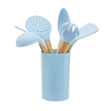 Orsina Zing 7-Piece Kitchen Utensil Set with Holder – Pastel Blue
