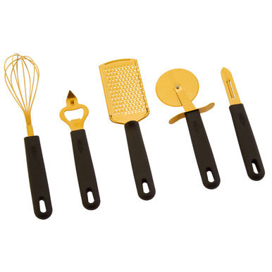 Orsina Zing 5-Piece Kitchen Gadget Set | Light Gold Stainless Steel