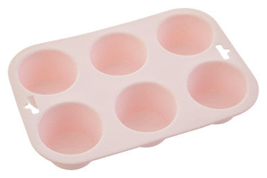 Orsina Silicone Muffin Mould – 6 Cup Non-Stick Cupcake Tray, Pastel Pink