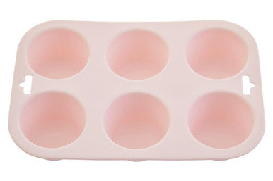 Orsina Silicone Muffin Mould – 6 Cup Non-Stick Cupcake Tray, Pastel Pink
