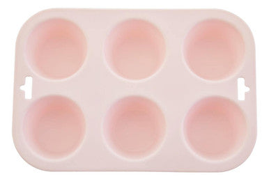 Orsina Silicone Muffin Mould – 6 Cup Non-Stick Cupcake Tray, Pastel Pink