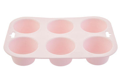 Orsina Silicone Muffin Mould – 6 Cup Non-Stick Cupcake Tray, Pastel Pink