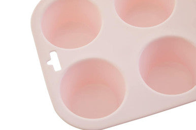 Orsina Silicone Muffin Mould – 6 Cup Non-Stick Cupcake Tray, Pastel Pink