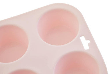Orsina Silicone Muffin Mould – 6 Cup Non-Stick Cupcake Tray, Pastel Pink