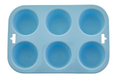 Orsina Silicone Muffin Mould – 6 Cup Non-Stick Baking Tray, Pastel Blue