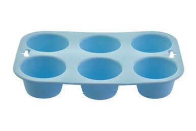 Orsina Silicone Muffin Mould – 6 Cup Non-Stick Baking Tray, Pastel Blue