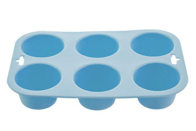 Orsina Silicone Muffin Mould – 6 Cup Non-Stick Baking Tray, Pastel Blue