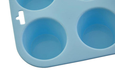 Orsina Silicone Muffin Mould – 6 Cup Non-Stick Baking Tray, Pastel Blue