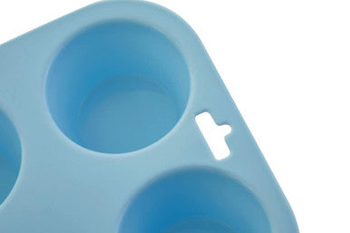 Orsina Silicone Muffin Mould – 6 Cup Non-Stick Baking Tray, Pastel Blue