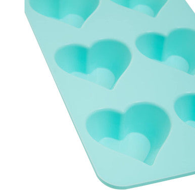Orsina Heart Shape Cake Mould – 6 Cup Non-Stick Silicone, Pastel Green