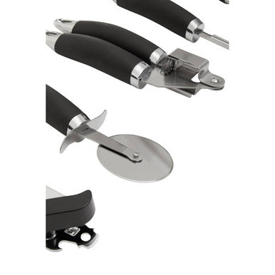 Orsina 5-Piece Kitchen Gadget Set with Rotating Stand – Black & Silver