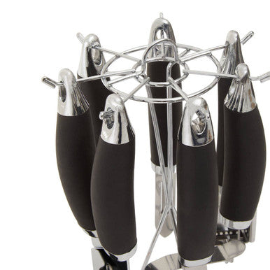 Orsina 5-Piece Kitchen Gadget Set with Rotating Stand – Black & Silver