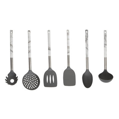 Orsina Tyri 6-Piece Kitchen Utensil Set with Marble-Effect Handles