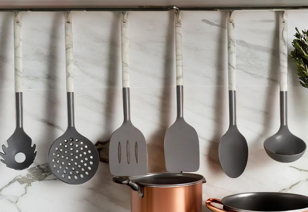 Orsina Tyri 6-Piece Kitchen Utensil Set with Marble-Effect Handles