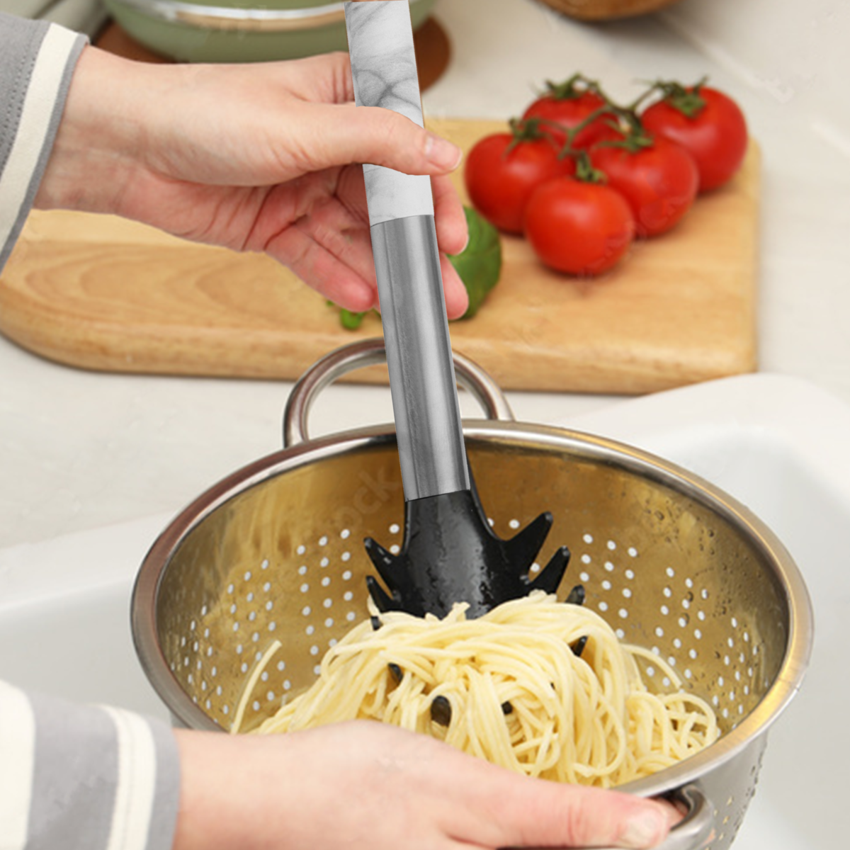 Orsina Tyri 6-Piece Kitchen Utensil Set with Marble-Effect Handles