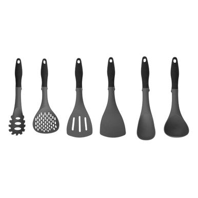 Orsina Tyri 6 Piece Kitchen Utensil Set with Stand | Silicone & Grey