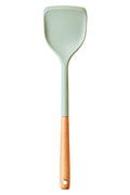 Orsina Nova Silicone Turner Spatula with Round Wood Handle, Sage Green