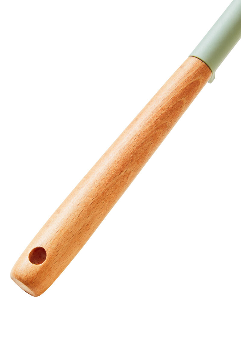 Orsina Nova Silicone Turner Spatula with Round Wood Handle, Sage Green