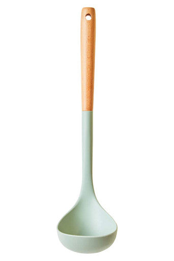 Orsina Nova Silicone Soup Ladle with Round Wood Handle – Sage Green