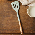 Orsina Nova Sage Green Silicone Slotted Turner with Wood Handle