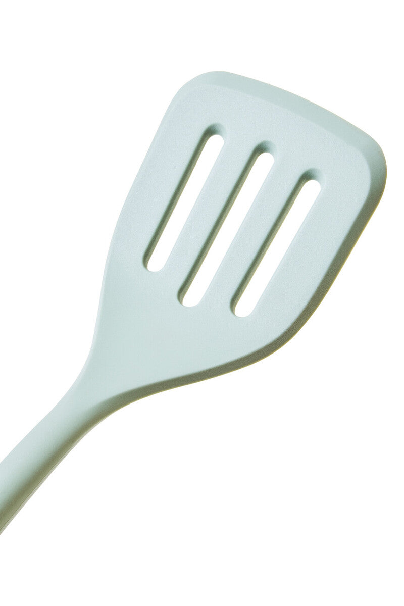 Orsina Nova Sage Green Silicone Slotted Turner with Wood Handle