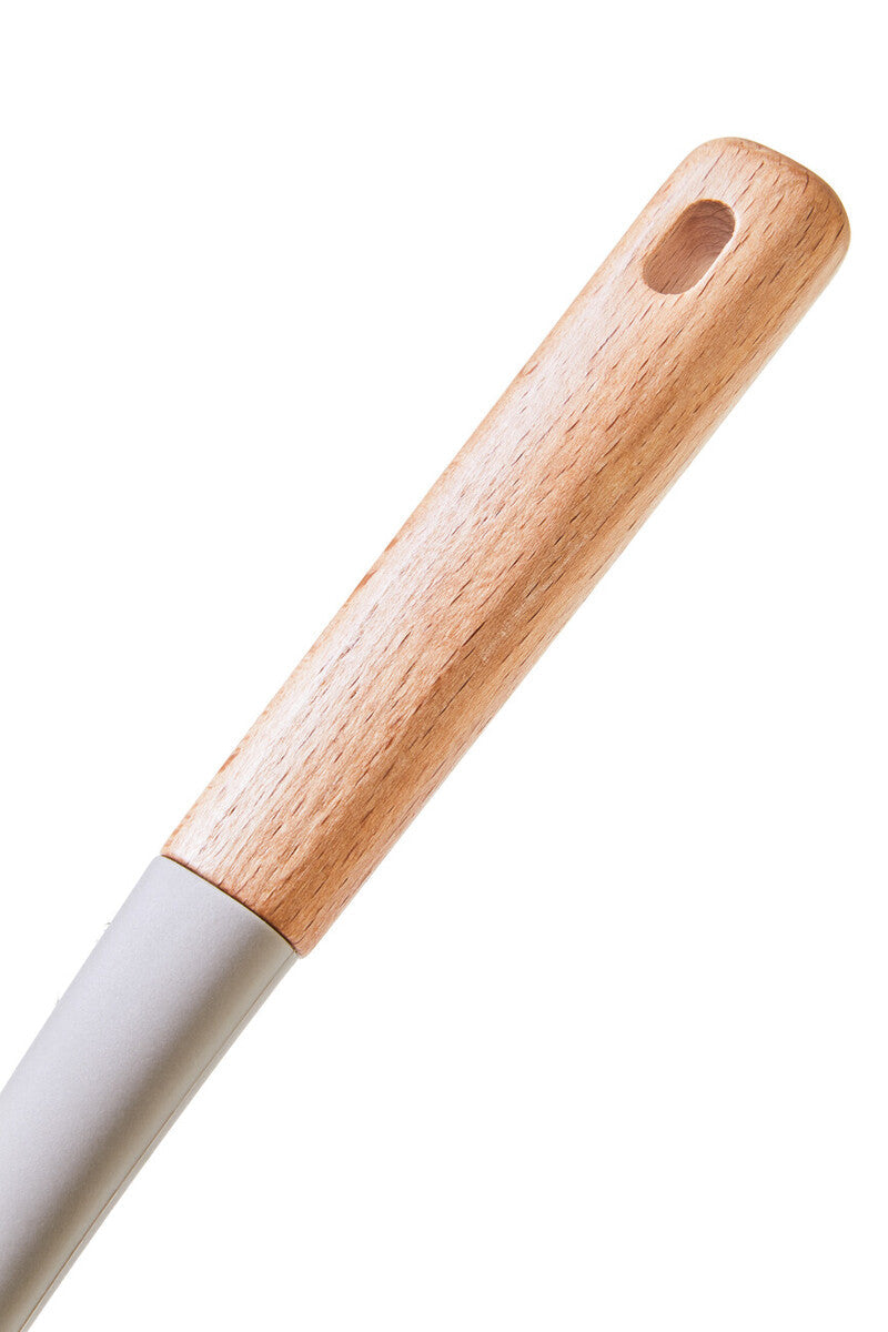 Orsina Nova Silicone Soup Ladle with Wood Handle - Stone Grey