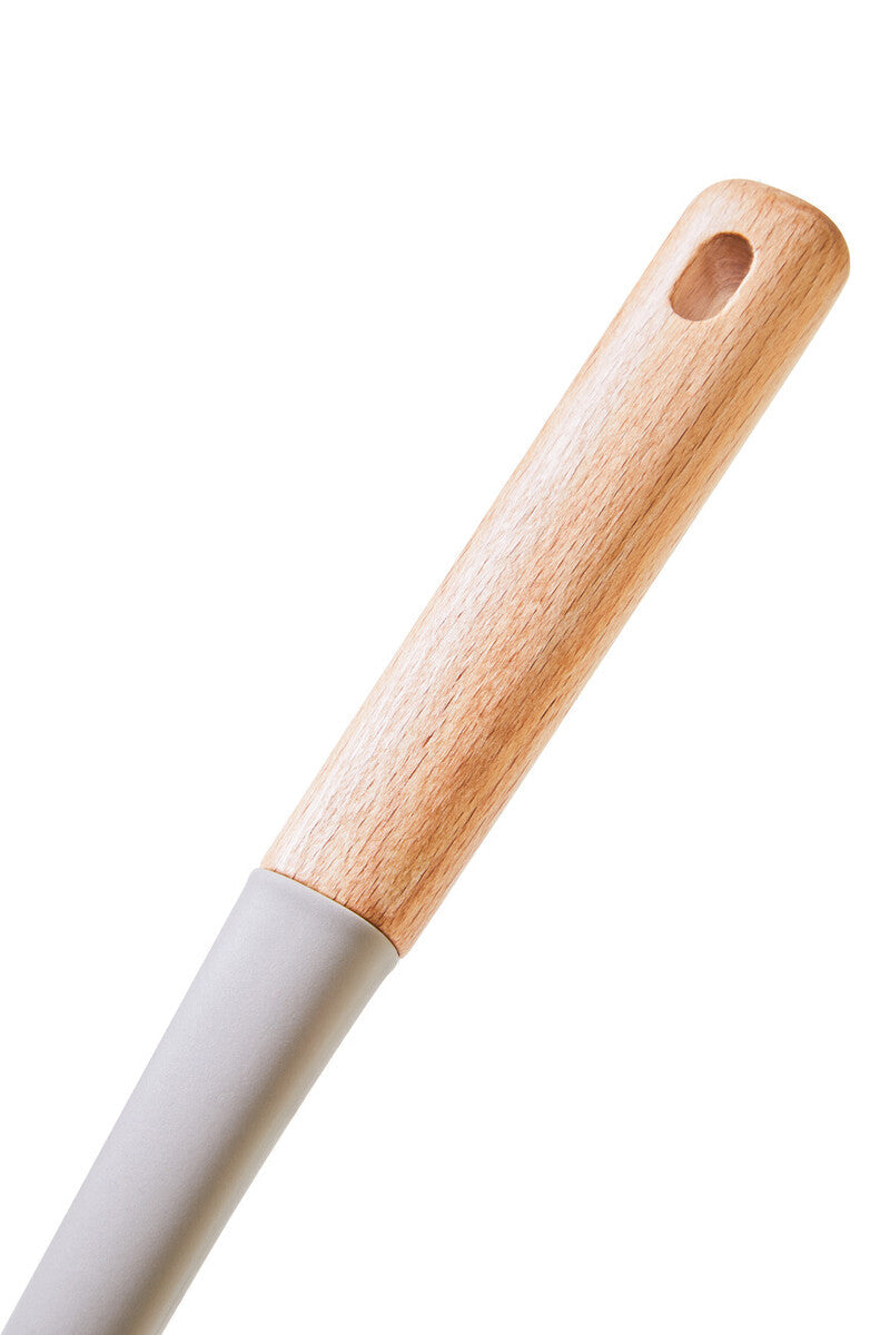 Orsina Nova Slotted Spoon – Stone Grey Silicone with Wooden Handle