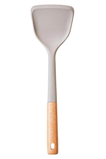 Orsina Nova Silicone Turner – Stone Grey Spatula with Wooden Handle