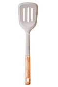 Orsina Nova Slotted Turner – Stone Grey Silicone with Wood Handle