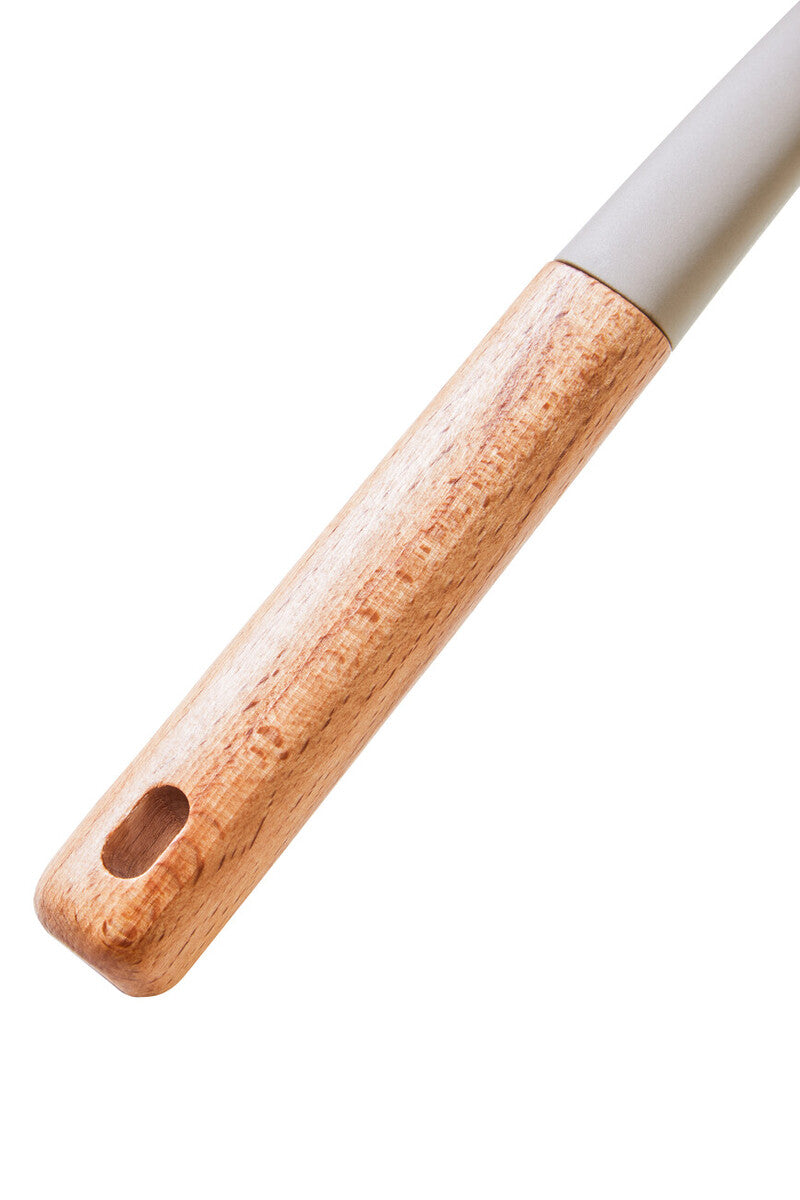Orsina Nova Slotted Turner – Stone Grey Silicone with Wood Handle