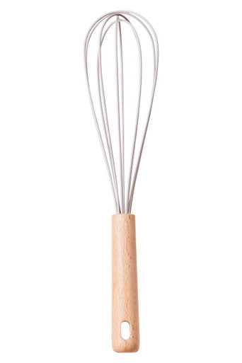 Orsina Silicone Whisk – Stone Grey Non-Stick Head with Wood Handle