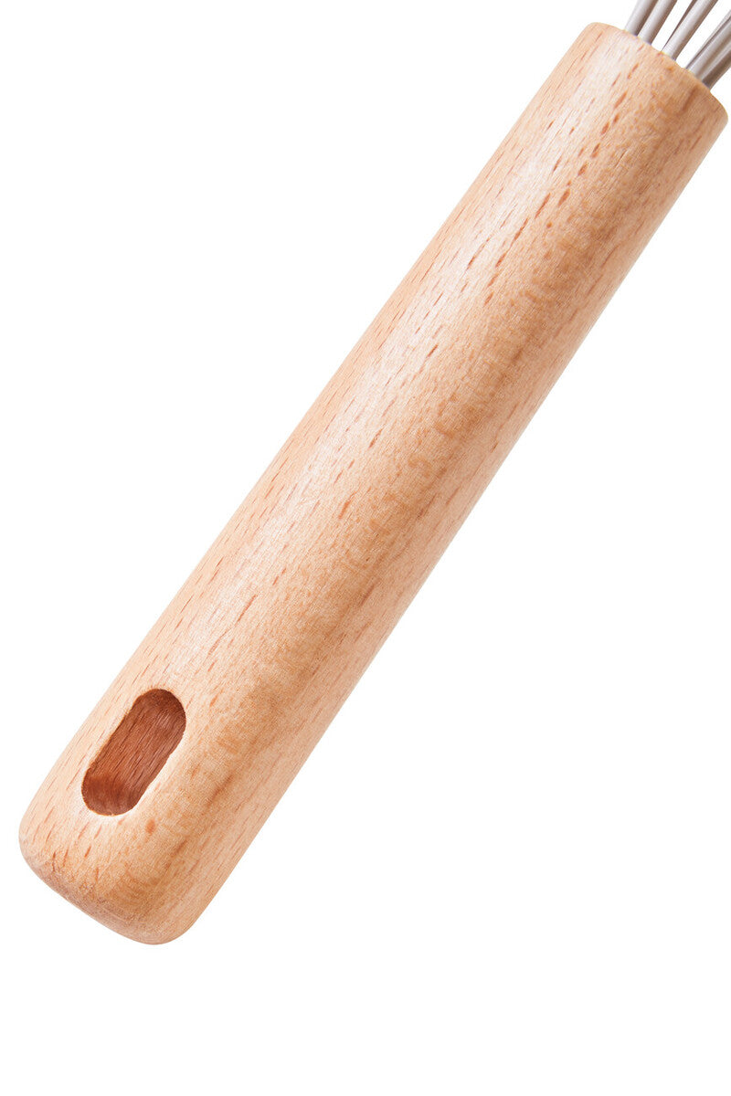 Orsina Silicone Whisk – Stone Grey Non-Stick Head with Wood Handle