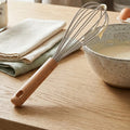 Orsina Silicone Whisk – Stone Grey Non-Stick Head with Wood Handle