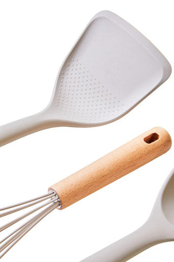 Orsina Nova 3-Piece Silicone Kitchen Tool Set with Wooden Handles