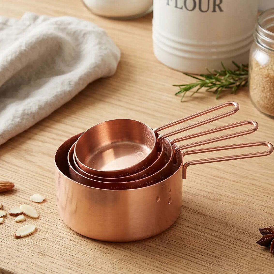 Orsina Rose Gold Measuring Cups – Set of 4 Stainless Steel Baking Tools