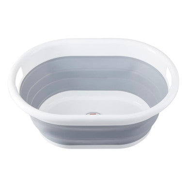Orsina Averill Collapsible Laundry Basket – Grey & White Oval Design